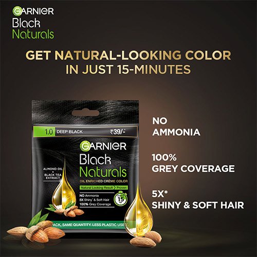 Natural looking Deep Black Hair Colour in 15 minutes